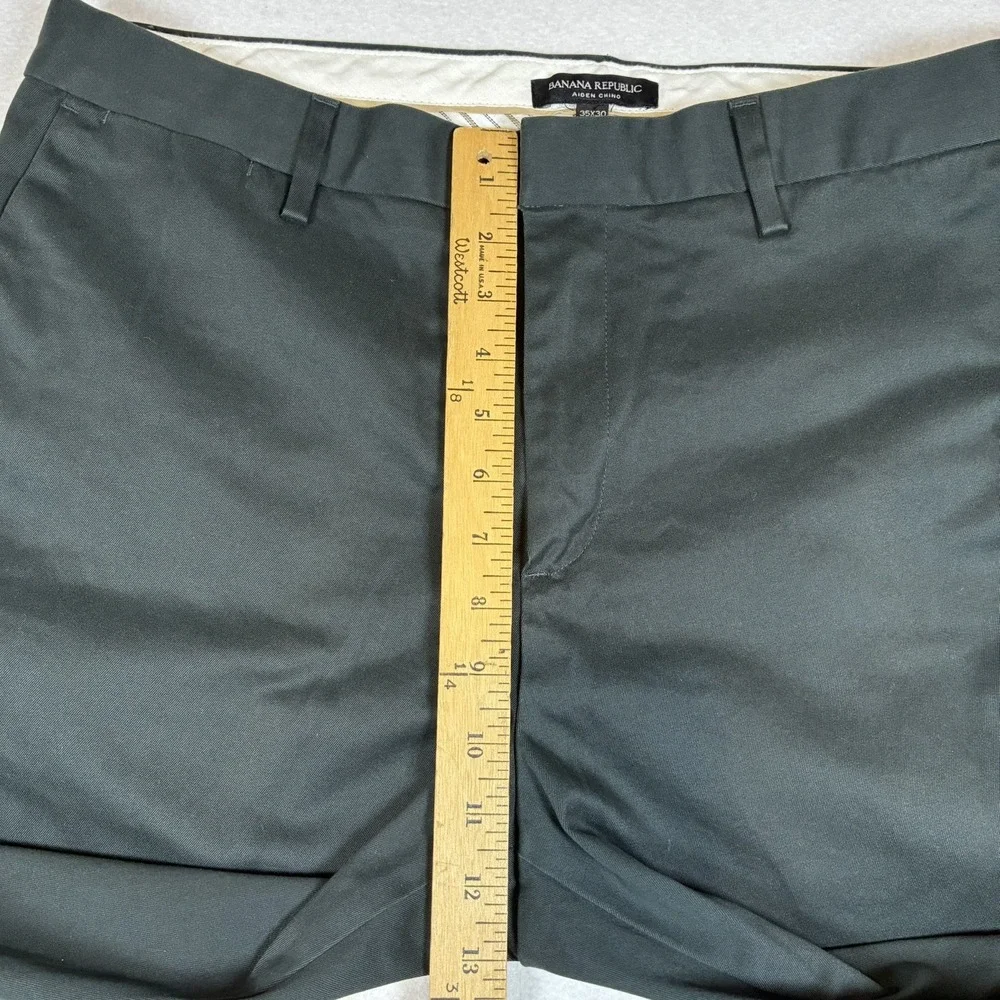 Banana Republic Aiden Chino Mens 36x29 Dark Forest Green Slim Preppy Stretch